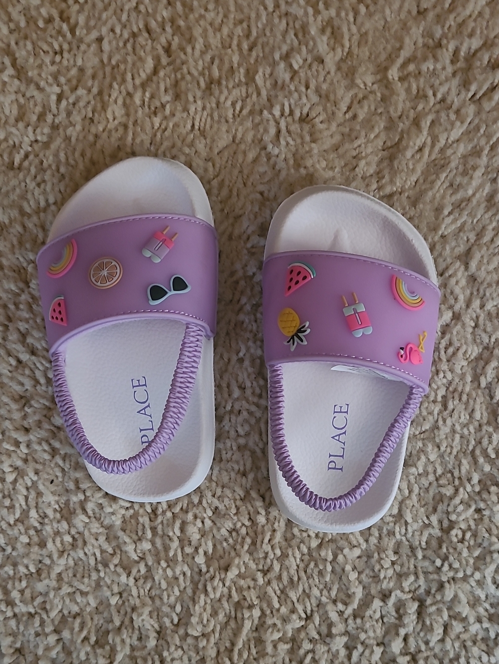 The Children's Place Purple Slide Sandals with Fun Summer Charms